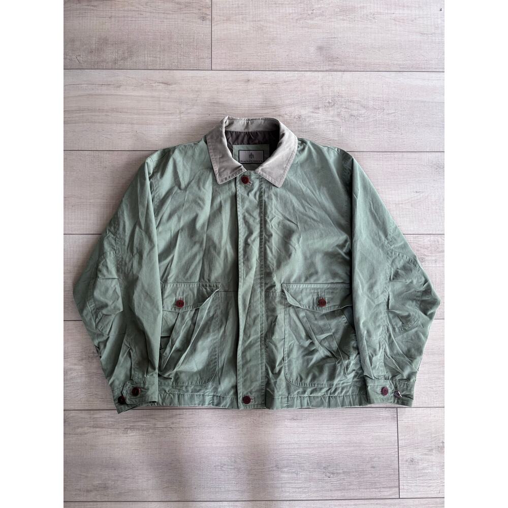 Vintage Rainforest Sage Green Canvas Barn Windbreaker Jacket ”90’s Golf Dad” XL
